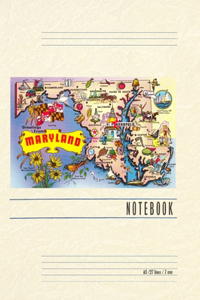 Vintage Lined Notebook Greetings from Maryland, Map