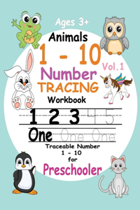 Animals 1 - 10 Number Tracing Workbook Vol. 1