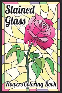 Stained Glass Flowers Coloring Book
