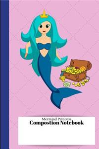 Mermaid Princess - Composition Notebook: with Pirate treasure CUTE WIDE Ruled 100 page lined Notebook for girls, boys, students, moms, teachers for home or school; pink turquoise blue green