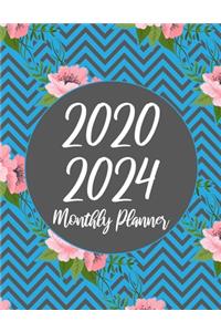 2020-2024 Monthly Planner: Blue Floral 60 Months Appointment Calendar 5 year Monthly Planner 8.5 x 11 Business Planners and Journal Agenda Schedule Organizer Logbook With Holi