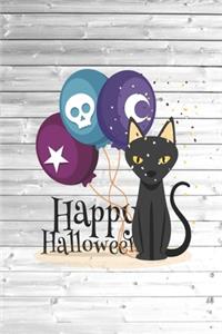 Happy Halloween - Star Skull Moon Cat Balloon Holiday Journal