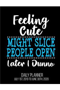 Feeling Cute Might Slice People Open Later I Dunno Daily Planner July 1st, 2019 To June 30th, 2020