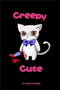 Creepy Cute My Yearly Planner: Creepy Cute Cat Anime Manga Comic Otaku 2020 Yearly Planer Daily Weekly Monthly Academic Planner & Organizer - To Do's And Goals Calendar - Class Sh