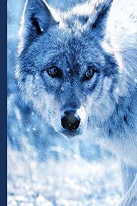 Blue Winter Wolf Composition Notebook, Graph Paper