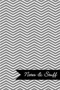 Notes & Stuff - Lined Notebook with French Grey Chevron Pattern Cover