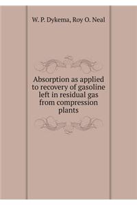 Absorption as Applied to Recovery of Gasoline Left in Residual Gas from Compression Plants