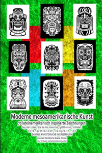 Moderne mesoamerikanische Kunst 70 lateinamerikanisch inspirierte Zeichnungen tag der toten, dia de los muertos, gottheiten, schädel, tiere, quetzalcoatl, königreich, tod SAMMLE KUNSTDRUCKE IN EINEM BUCH