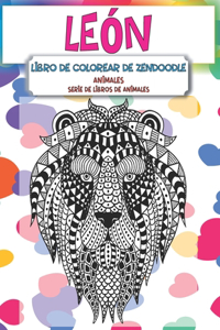 Libro de colorear de Zendoodle - Serie de libros de animales - Animales - León