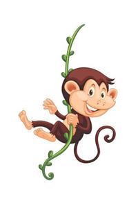 Monkey Hanging on Tree Vine Blank Lined Notebook