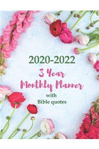 2020-2022 3 Year Monthly Planner with Bible quotes