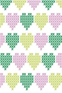 Stitched hearts in grass lime and pink