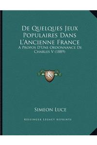 De Quelques Jeux Populaires Dans L'Ancienne France