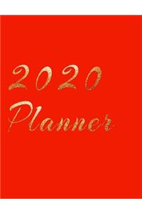 2020 Planner Weekly and Monthly Jan 1, 2020 to Dec 31, 2020 year planner gilt Auric Aureate & golden style lover Red Cover day by day scheduler agenda Weekly & Monthly Planner & planning Calendar Views