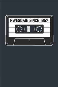 Awesome Since 1957 - Blank Lined Journal, Notebook, Diary, Planner - Vintage 62nd Birthday Gift For 62 Years Old Men and Women - Retro Mixtape