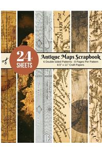 Vintage Maps Scrapbook Paper - 24 Double-sided Craft Patterns