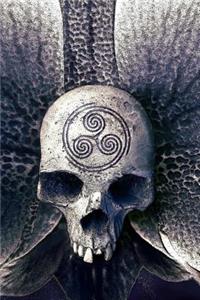 Mystical Triple Spiral Symbol on a Skull Journal Occult Book of Shadows
