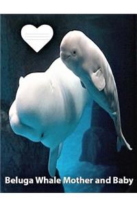 Beluga Whale Mother and Baby College Ruled Line Paper Composition Book