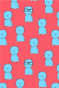 Journal Notebook For Cat Lovers Blue Cats On Red