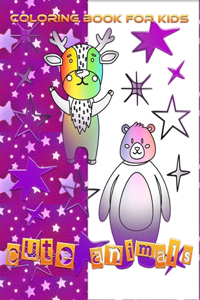 Coloring book for kids, cute animals,