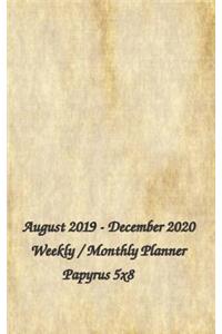 August 2019 - December 2020 Weekly / Monthly Planner Papyrus 5x8