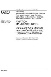 Aviation Manufacturing, Status of FAA's Efforts to Improve Certification and Regulatory Consistency