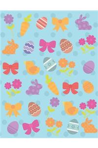 Happy Easter Bunny Rabbit Eggs Flowers Ribbons Birds Carrots