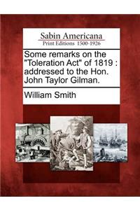 Some Remarks on the Toleration Act of 1819