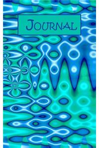 Journal: Turquoise Blue Abstract cover, 5x8, with B&W bordered pages with dotted lines