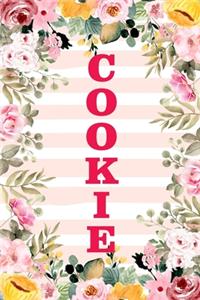 Cookie: Family Relationship Word Calling Notebook, Cute Blank Lined Journal, Fam Name Writing Note (Pink Flower Floral Stripe Style)