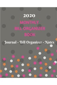 2020 Monthly Bill Organizer Book