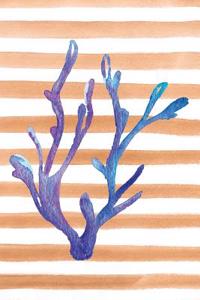 Blue Coral Watercolor Stripe Journal, Dot Grid