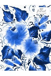 Dot Journal - Large Dotted Notebook: Indigo Blue Flowers, 8.5 x 11 (Dotted Planner)