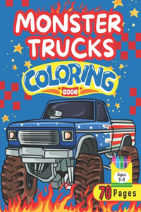 Monster Truck Coloring Book For Kids Ages 3-8