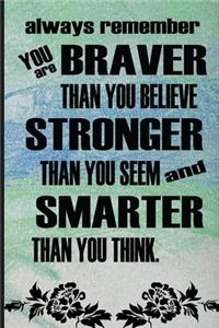 Always Remember You Are Braver Than You Believe, Stronger Than You Seem And Smarter Than You Think