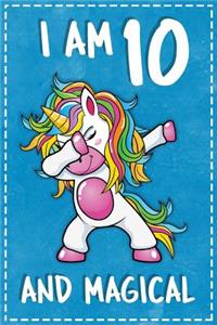 Unicorn Birthday: I am 10 & Magical Unicorn birthday ten Years Old Composition Notebook College Students Wide Ruled Lined Paper Composition Notebook College Students 