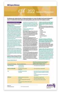 CPT Express Reference Coding Card 2022: Evaluation and Management