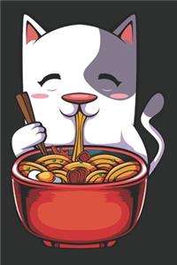 Cat Eating Ramen Kawaii Anime Japanese Noodles Gift Notebook