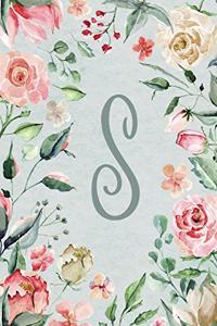 2020 Weekly Planner, Letter/Initial S, Teal Pink Floral Design