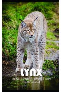 Lynx Monthly Note Planner 2019 1 Year Calendar