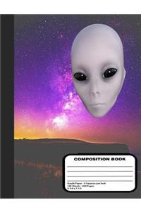 Alien in Outer Space Composition Notebook 200 Graph Paper Pages