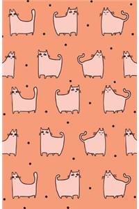Bullet Journal for Cat Lovers - Funny Cat Pattern in Orange