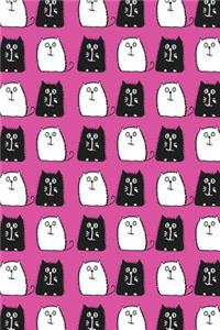 Journal Notebook For Cat Lovers Black and White Cats in a Row 7