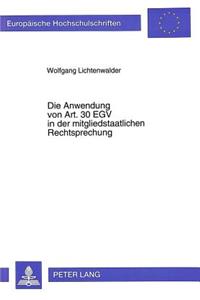 Die Anwendung Von Art. Egv in Der Mitgliedstaatlichen Rechtsprechung