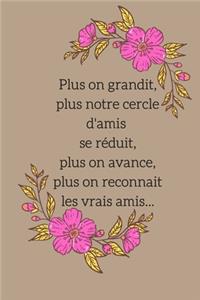 Plus on grandit, plus notre cercle d'amis se réduit, plus on avance, plus on reconnait les vrais amis...