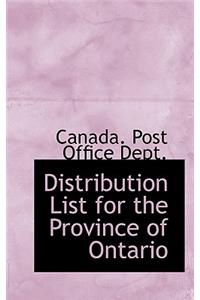 Distribution List for the Province of Ontario