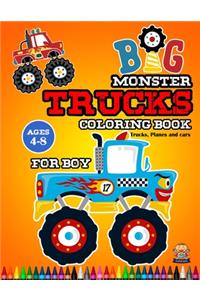 Big Monster Trucks Coloring Book For Boy Ages 4-8
