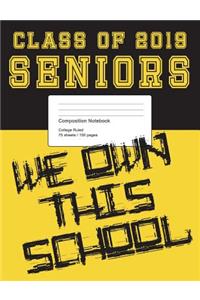 Class of 2019 Black and Gold Composition Notebook