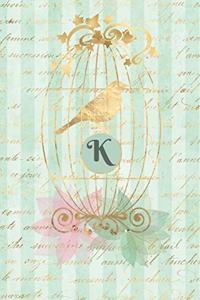 Plan on It Undated 12 Month Weekly Planner Gilded Bird in a Cage Personalized Letter K