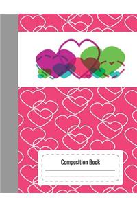 Composition Notebook (Colorful Hearts Cover, College Ruled)